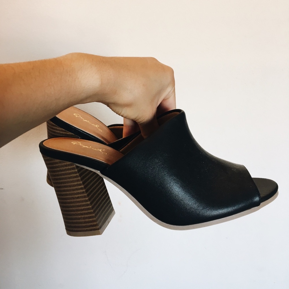 Black Peep Toe Mule